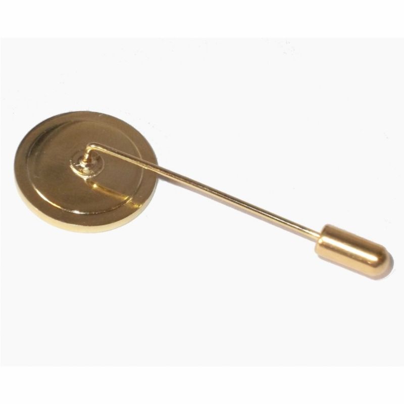 Stick Pin Blank 16mm Round Gold and clear dome